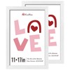 KissNow 11x17 Picture Frame 2 Pack, Textured White Solid Wood,