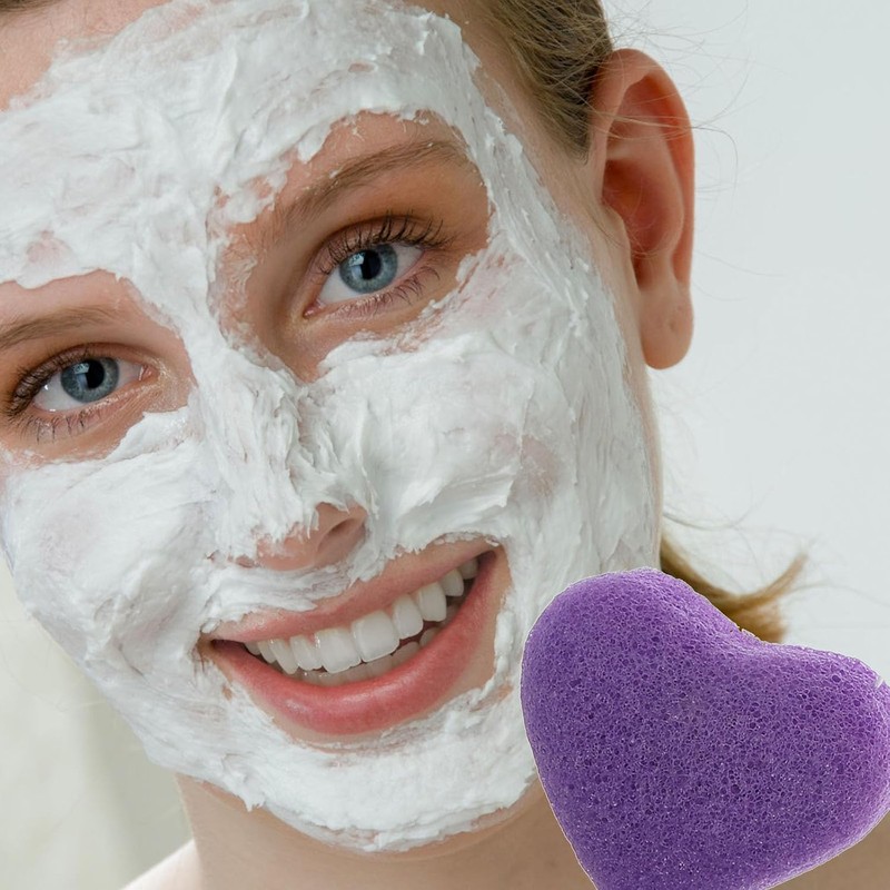 6 Esponjas Faciales Konjac con Diseño Exfoliante, Forma de Corazón,