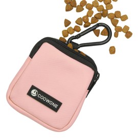 COOWONE Waterproof Dog Treat Pouch, Dog Training Treat Pouch Built in Poop Bag Dispenser Adjustable Shoulder Bag (BLK) (Pink Small Pouch)