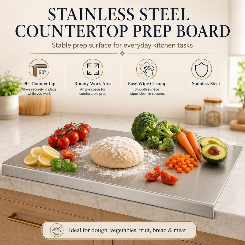 Stainless Steel Cutting Board with Lip for Kitchen，11.8×15.7in (B)