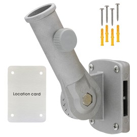 NQ Adjustable Flag Holder, 2.5 cm Diameter, Bracket for Flagpole, Flagpole Holder for Wall Mounting, Flag Pole Holder Made of Aluminium Alloy, Flag Pole Holder (Silver)