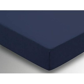Helena Springfield Plain Dye Percale 50/50 Fitted Sheet, Double, Navy