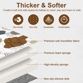 Ceinioc Baby Play Mats for Floor, 50" X 50" Baby Playpen Mat, Thicken Soft Padding Foam Playmats for Babies and Toddlers Infants, Non-Slip Cushioned Baby Playmat, Bohemian