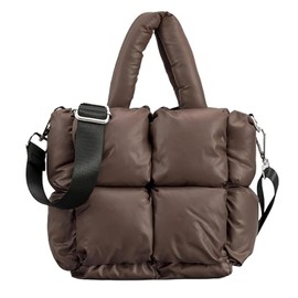 HAWILL Small Crossbody Bag Women's Shoulder Bag Soft Quilted Bag Buffer Tote Bag Shoulder Bag Modern Bags with Removable Adjustable Wide Shoulder Strap, A-coffee