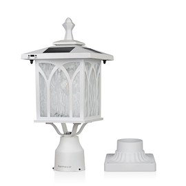 Kemeco ST4328Q-W Solar Post Light Outdoor Cast Aluminum White Fixture with 3 Inch Pire Mount for Pole Pillar Yard Garden Landscape Entryways Décor