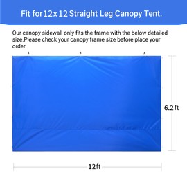CROWN SHADES SunWall Silver Coated for 12x12 Pop up Canopy Tent, 1 Pack Sidewall Only with Silver Coating (1 Pack, Blue)