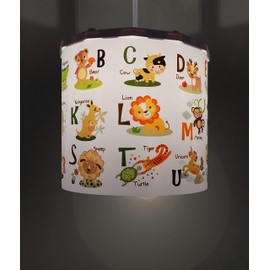Ereki Ceiling Pendant Light Shade - Printed Colourful and Fun Designs ABC Animals Light Cover - Magnetic Ceiling Light Lampshade Kit for Interchangeable Designs