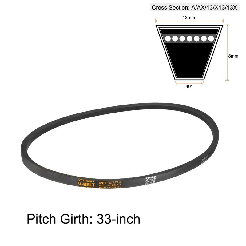 sourcing map A-33 V-belt, 33 inch pitch length, A-profile rubber