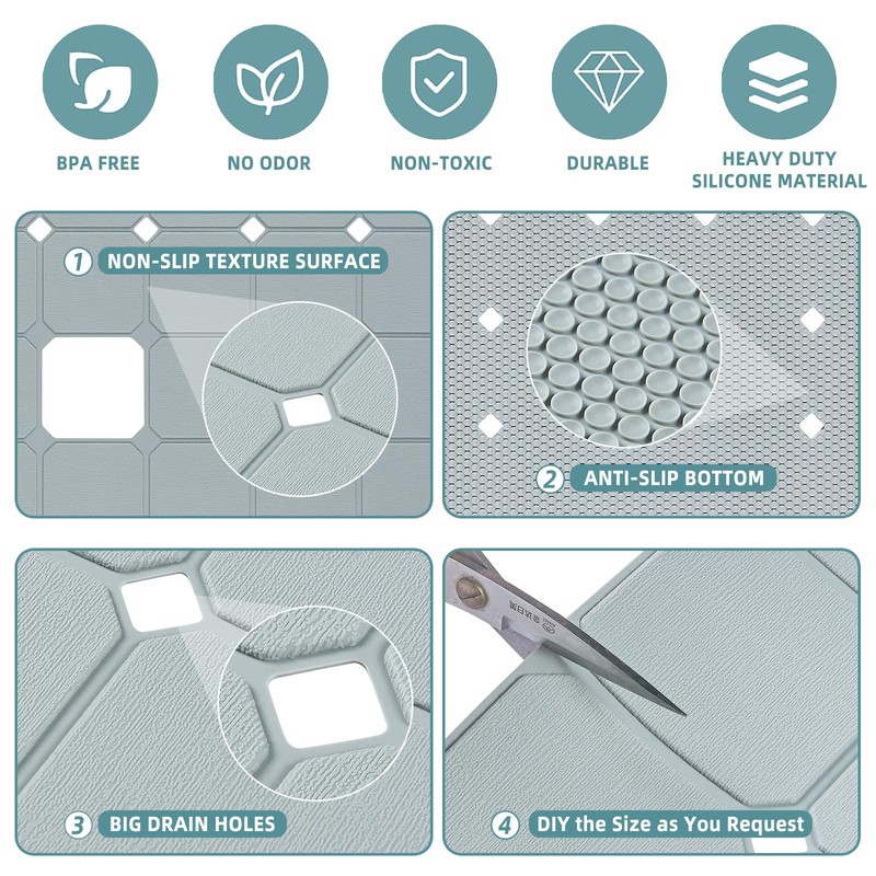 Shower Mat Non Slip Silicone Soft Odorless Bathtub Mat Non