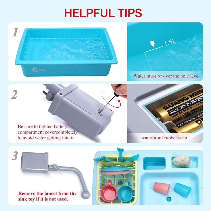 CUTE STONE Color Changing Kitchen Sink Toys Heat Sensitive Electric