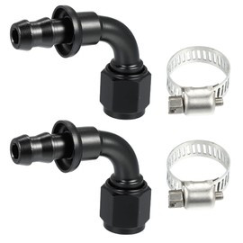 A ABSOPRO Hose End Fitting Fitting Adapter Oil Hose Fitting for Car 90 Degree Swivel Hose End for Rubber Fuel Line Aluminum Alloy Black 2pcs AN8