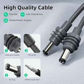 Starlink Mini DC Power Cable 16.4ft, Extension Replacement DC Power Cord Cable for Starlink Mini Power Supply Male to Male Waterproof