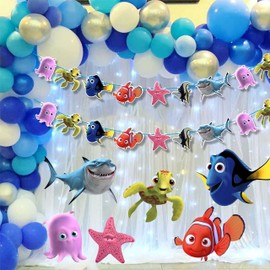 Findng Nmo Garland Decoration – Ocean-Themed Birthday Party Banner for Kids, Cute Under the Sea Hanging Decor for Nmo-Inspired Celebrations