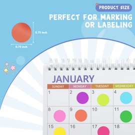 Dot Stickers, 1200 PCS 10 Color Style, 3/4 Inch Round, Coded Labels, Office & Classroom