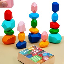 Faerly® 20 teilig Stapelsteine Balanciersteine für Kinder - Montessori Spielzeug ab 2 3 4 5 6 Jahre Holz Lernspielzeug Bausteine Holzspielzeug Stapeln Holzspielzeug