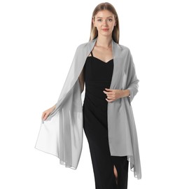 Chiffon Shawls and Wraps for Evening Dresses Women Elegant Soft Scarf Bridal Scarve Wedding Stole(Grey1(chiffon), One Size)