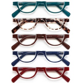 EYEURL Half Frame Reading Glasses for Women-5 Pack Blue Light Blocking Glasses Fashion Rimless Computer Readers for Women Anti UV Ray Eyeglasses with Spring Hinges,0.75