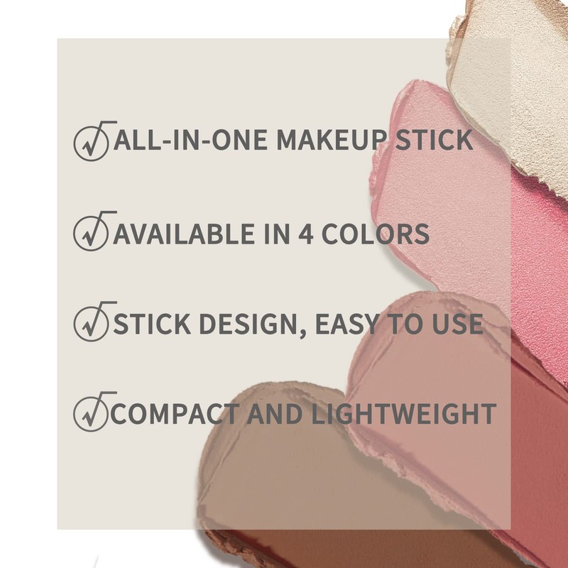Boobeen Multi Stick Bronzer Highlighter Blush Stick, Cream Blush Contour