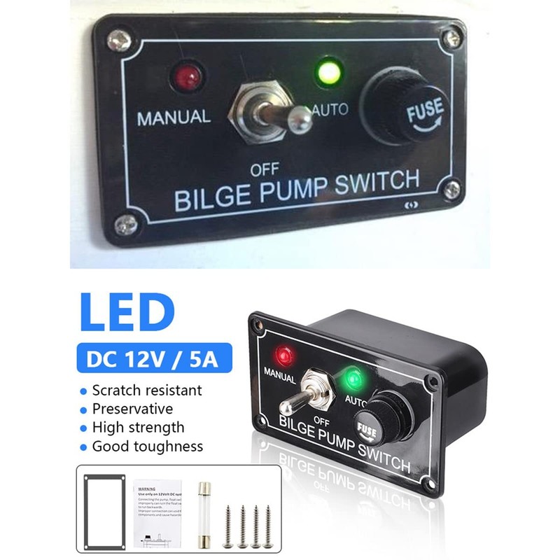 Luwqceu DC 12V Fused Marine Bilge Pump Switch Panel with