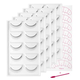 25 Pairs Practice Lashes for Training Eyelash Extension Supplies Training Lashes Strip Eye Lashes Extension Kit for Beginner by FADLASH (5Packs)