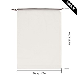 EATHEATY 150 Pack Shoe Bags for Travel - 12 x 16 Inch Large Clear Drawstring Bags - Waterproof Shoe Storage Dust Bags for Packing, Organization, Travel-Friendly