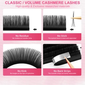 Eyelash Extensions 0.15mm Thickness Classic Lash Extensions C Curl Lashes Mix 7-15mm Pestañas Pelo a Pelo Matte Black Classic Lashes Soft Lash Trays Individual Lashes Professional Use(0.15-C,7-15mm)
