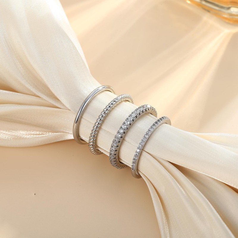 Florideco Stackable Silver Rings for Women - Silver Plated Stackable