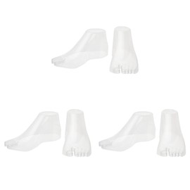 SUPERFINDINGS 3 Pairs Plastic Foot Model Tools Stretcher Sandal Support Shaper Clear Shoes Display Female Mannequin Foot Display Jewerly Sandal Shoe Sock Display Art Sketch with Nail