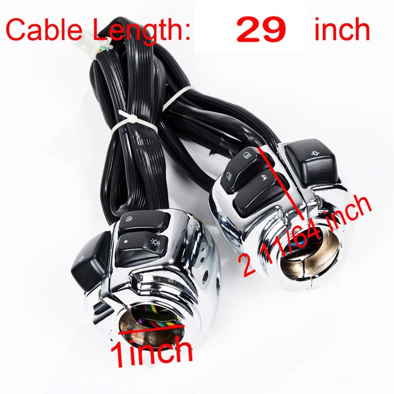 Chrome Head Turn Signal Light Horn Switch + Harness Compatible