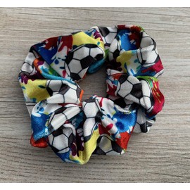 Soccer Scrunchie - Premium Velvet Hair Elastics Gift, No Crease Hair Accessories, Soccer Gifts for Girls, Teens, Players, Teams