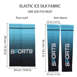 Ginojex Arm Sleeves Face Scarf 3Pcs Neck Gaiters Mask UPF 50+ UV Sun Protection Ice Silk Cool Feeling for Cycling Outdoor Sports Driving (Blue)