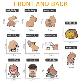 DKDDSSS Capybara Brooch, Cartoon Brooch Pin, Cartoon Animal Brooches Pins, Pins Set for Women, Men, Children, Gift Jackets, Backpacks, Hat, DIY Crafts, Pack of 11, Synthesis