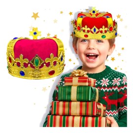 Corona Rey Mago Principe Reina Fiesta Real Joyas Boda Rojo