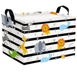 ASKETAM Kid Cute Nursery Storage Basket Baby Toy Clothes Storage Bin Playroom Bedroom Decor Basket(Animal Jungle)