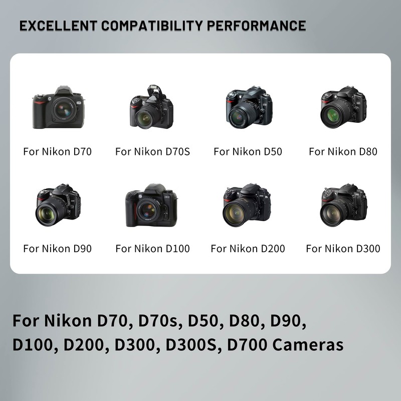 2-Pack EN-EL3e Battery with Dual Charger for Nikon D50 D70