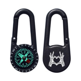 Azeeda 'Skeleton Hands Heart Sign' Compass Keyring (KC00032858)