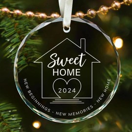 Housewarming Ornament 2024, New Homeowner Gift, Glass Ornament for Home Decor, New Home Ornament 2024 New Home Present for Couples Neighbor