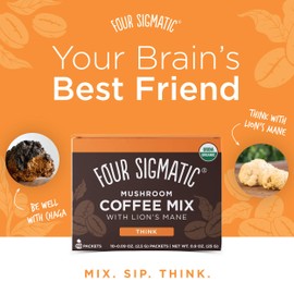Mushroom Coffee by Four Sigmatic, Organic and Fair Trade Instant Coffee with Lions Mane, Chaga, & Mushroom Powder, Focus & Immune Support, 10 Count