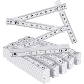 Folding Rule, Pack of 6 Folding Rule, 1 m Made of Plastic with 10 Links, Metro Stick Gift for All DIY, Home, Hobby & Workshop, Metric and White