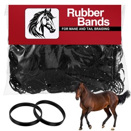 Canlierr 1000 Pcs Large Black Leather Rubber Bands Horse Rubber Bands Mini Braiding Bands Equine Hair Ties for Use on Horse Manes and Tails Supplies