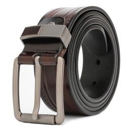 TOUGERJOY Full Grain Leather Belt for Men with Single Prong Buckle, 100% Cow Leather Dress Belt for Jeans Khakis