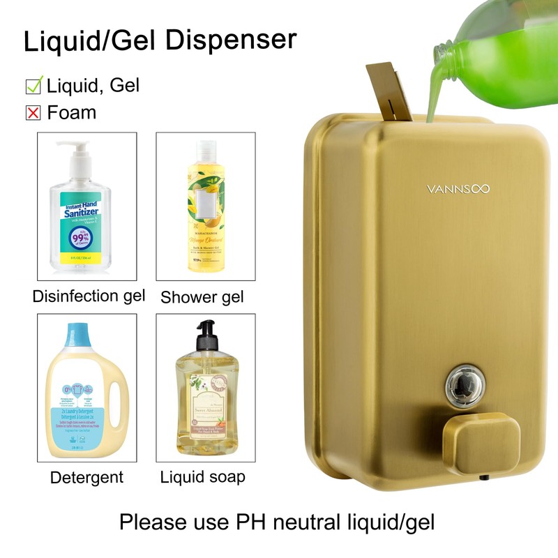 VANNSOO Wall Mounted Hand Soap Dispenser Bathroom, 1200ml 40oz Commercial