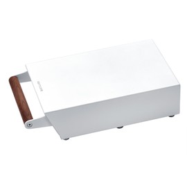 Normcore Espresso Knock Box Drawer, Coffee Knock Box with Walnut Handle, Espresso Dump Bin Separation And Detachable, 304 Stainless Steel, Size: M, Matte White