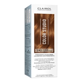 Clairol Professional Color Studio Permanent Hair Colour Copper Blonde 7/43 (110ml) - With Metal Purifier for 6x Less Breakage, 10 Weeks Rich Colour Result & 100% Grey Coverage - Includes Hair