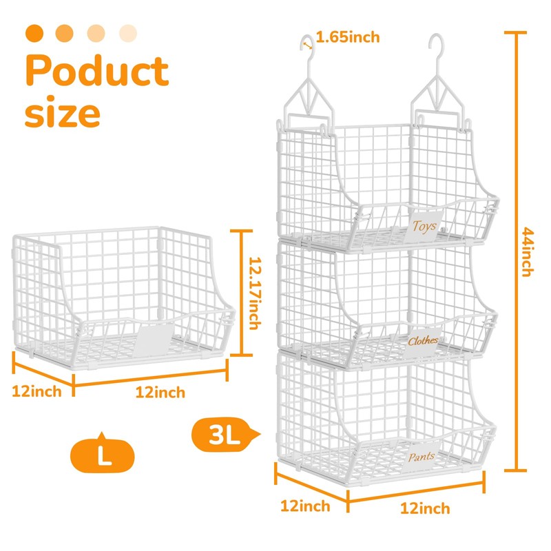 Poerlve Hanging Closet Organizers and Storage, 2 Tier Closet Shelf