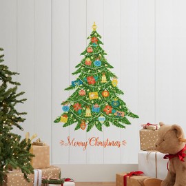 Christmas Decorations Wall Stickers Traditional Christmas Tree Wall Murals Decals Merry Christmas Wall Sticker for Living Room Children Nursery School Restaurant Cafe Hotel Home Décor, 30 * 70CM