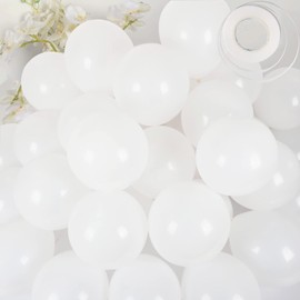 White Balloons, 50 Pcs 12 In White Party Decorations for Birthday Decorations, Wedding Decorations, Baby Shower Balloons, White Birthday Balloons with White Balloons and White Ribbon