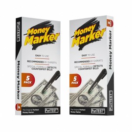 PuriTEST 5 Pack Counterfeit Money Detector Pen Marker Fake Dollar Bill Currency Check