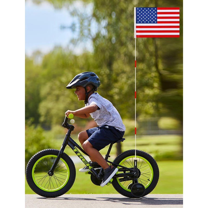 Upgraded Bike Flags with Pole 6 Feet High Visibility Orange