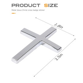 SCUARI 2PCS 3D Cross Stickers,Car Accessories Decals for Vehicles,Self Adhesive Cross Metal Car Emblem,2.5"×1.8" Cross Jesus Automotive Decal,Suitable for Trunk Tailgate Side Decoration (Silver)